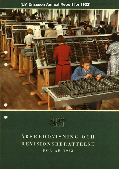 Cover of LM Ericsson 1952 Annual Report