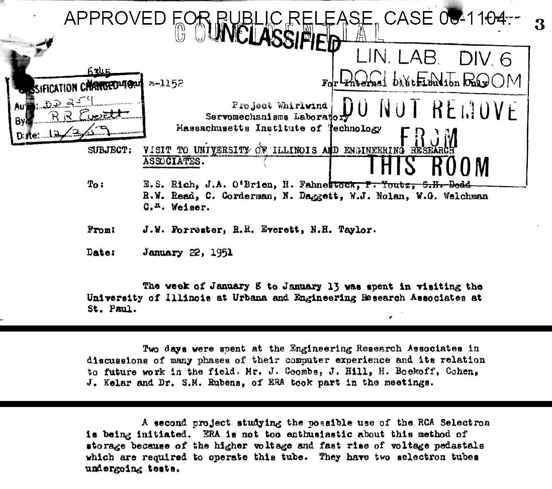 1951 Project Whirlwind memo