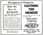 Machlett Laboratories 1959 employment ad