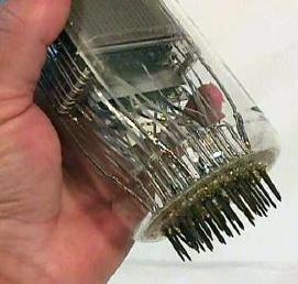 Closeup image of complex wiring to the base