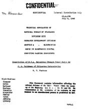 Cover page of report by R. D. Huntoon on the Selectron...CONFIDENTIAL stamped on top of original document,
then crossed out by hand.